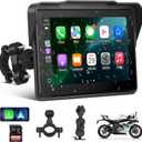 Motorcycle CarPlay Screen 7", Waterproof GPS Display for Motorbike, Wireless CarPlay & Android Auto para Moto, Dual Bluetooth, Touchscreen, Music Sharing Siri (7" Wireless CarPlay) (Dual Mount)