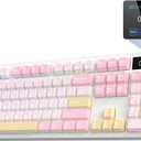 EPOMAKER TH108 PRO Full Size Mechanical Keyboard with Screen & Knob, Wireless Gaming Keyboard with 10000mAh, Creamy Gasket, Hot Swap, Custom Driver, RGB Backlight, NKRO (Pink, Creamy Jade)