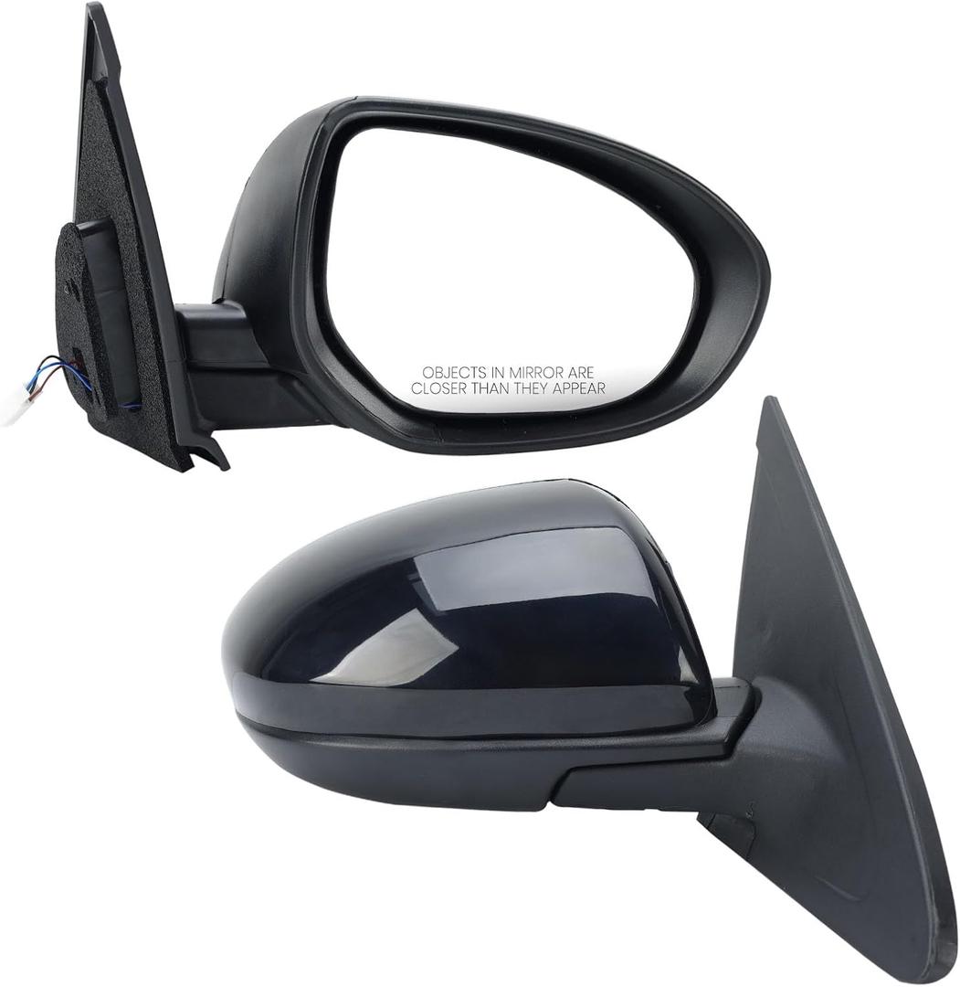 Passenger Right Side Mirror for Mazda 3 2010 2011 2012 2013 Manual Folding Paintable Power Side Door Rear View Mirror Assembly Set, Black