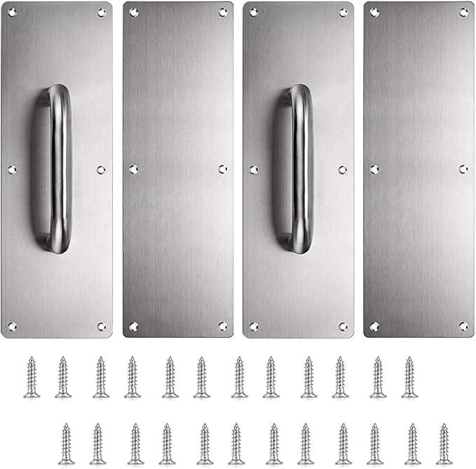 Sumnacon 2PCS Stainess Steel Door Push Plates,Sturdy Door Handle Plates with Screws, Solid Door Pulls for Home Office Public Commercial Places,Silver
