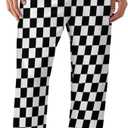 Funny Mens Pajama Pants Lightweight Soft Lounge Pant Sleep Pj Bottoms for Men With Pockets (Medium, Black White Race Checkered Flag)