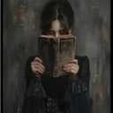 Dark Academia Canvas Wall Art Gothic Victorian Woman Reading Magic Book Poster Print Antique Oil Painting Canvas Print Book Lover Gift Bedroom Gallery Wall Decor 12x16 Incth Unframed