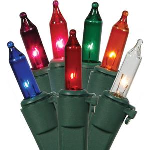 Vickerman Multicolored Mini Christmas Lights with Green Wire, Set of 35
