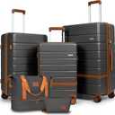 5 Piece Luggage Sets, 20" 24" 28" Hardshell Suitcases with TSA Locks Lightweight PC+ABS Spinner Wheel Luggage for Family Vacation & Air Travel Carry On Checked Baggage Set (Gray)