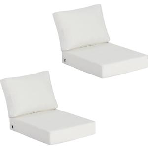 23.5"x27" Outdoor Deep Seat Patio Cushions Set of 2, Deep Seat Bottom Resilient Foam Filling Water-Resistant Stain-Resistant UV Resistant Weather Resistant with YKK Zippers, Almond, 23.5"x27"x5.5";2 Sets