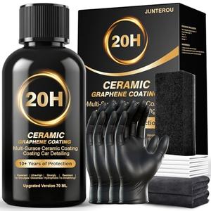 20H Professional Graphene Ceramic Coating for Cars: Car Detailing Kit, 10+ Years Protection, Hydrophobic, Scratches & UV Resistant, High Gloss Finish, Easy Application, 70 ml