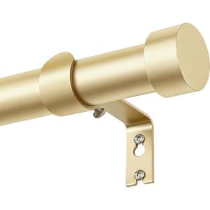 Gold Curtain Rod 80 to 218cm, 25mm Diameter Curtain Rods for Eyelet Curtains, Adjustable Curtain Rod with Endpieces for Windows