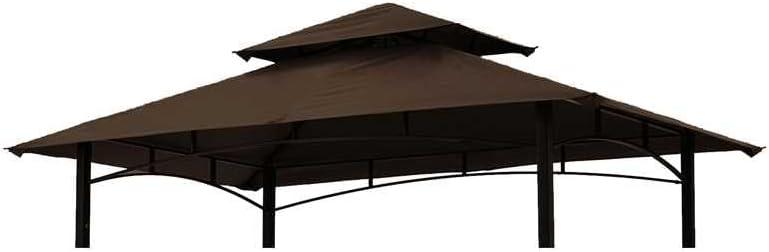 Grill Gazebo Replacement Canopy Roof  Hugline 5x8 Outdoor Grill Shelter Canopy Top Double Tiered BBQ Tent Cover Fit for Model L-GG001PST-F (Brown)