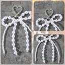 Nogeqi Pearl Bow Keychain Cute White Pearl Bag Charm, Elegant Heart Y2k Bow Purse Charms for Handbags for Women Girls