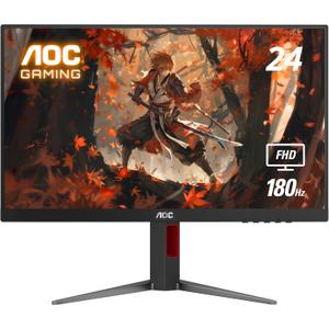 AOC 24G4 24" Gaming Monitor, Full HD 1920x1080 IPS Panel, 180Hz 1ms, 1x HDMI 2.0, 1x Display Port, Adaptive-Sync, Audio Earphone Out, Console Gaming Ready, 3-Year Zero-Bright-Dot