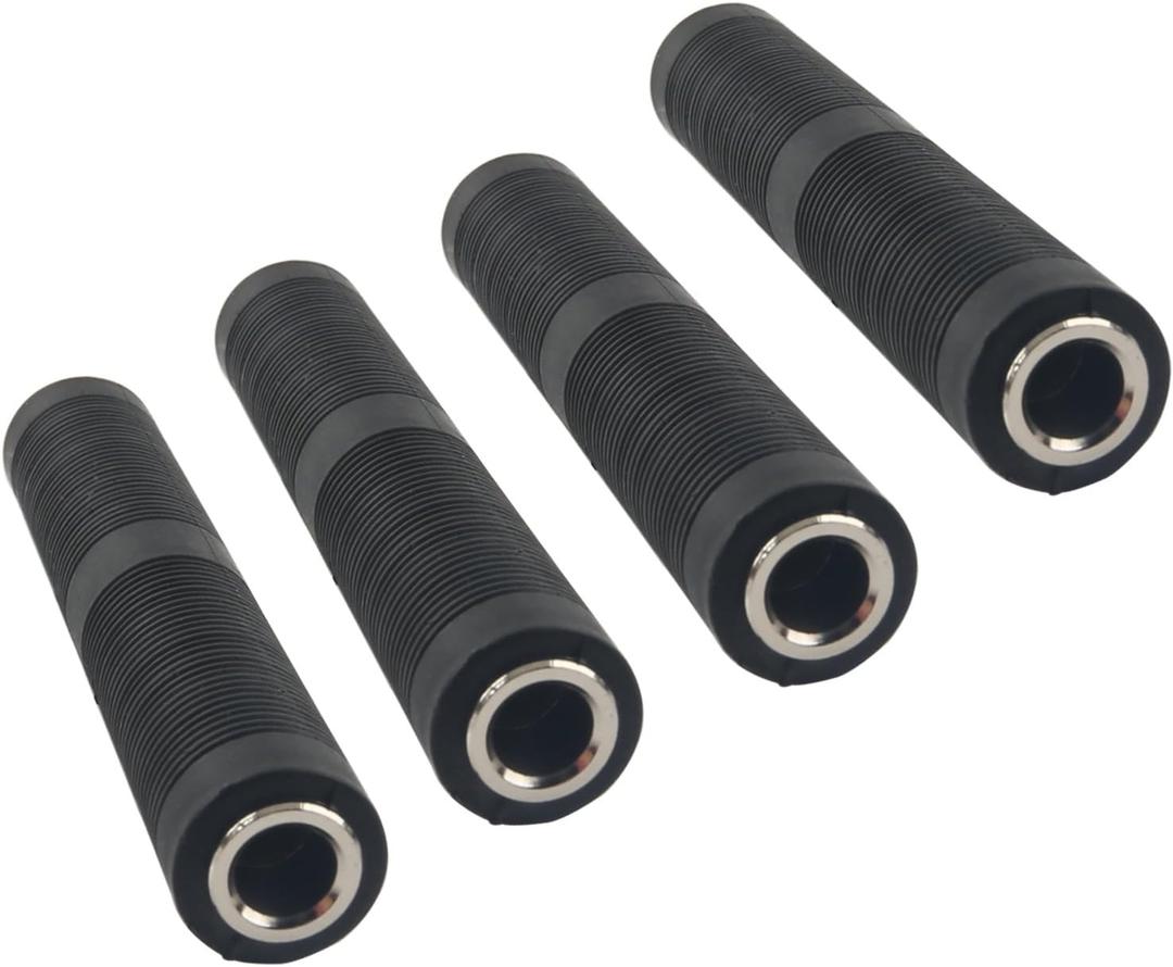 Devinal 1/4 Inch TRS/TS Female to Female Coupler, 6.35mm Jack Stereo Adapter Joiner, Gender Changer Connectors - 4 Pack