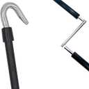 Awning Crank Handle & Wand, Metal Shade Crank Replacement for PatioBlack | Universal hook design fits most outdoor and indoor roller shades, patio blinds and window awnings for easy installation, 1"W x 39"H