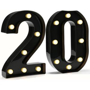 Pooqla Light Up Numbers for Graduation Decorations 2026, Decorative Marquee Number Light Sign for 20th Birthday Party Decor, LED Battery Powered Lighted Sign for Party, Lighted Number 20