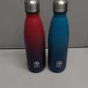 BOGI Insulated Water Bottle, 17oz 2 Pack Stainless Steel Water Bottles, Leak Proof Sports Metal Water Bottles Keep Drink Cold for 24 Hours and Hot for 12 Hours BPA Free kids water bottle for School (2 Pack-Dark Blue Red + Blue Dark Blue)