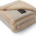 Waterproof Pet Blankets, Liquid Pee Proof Dog Blanket for Sofa Bed Couch, Reversible Sherpa Fleece Furniture Protector Cover for Small Medium Large Dogs Cats, Dark Beige King Size（100" x 85"）