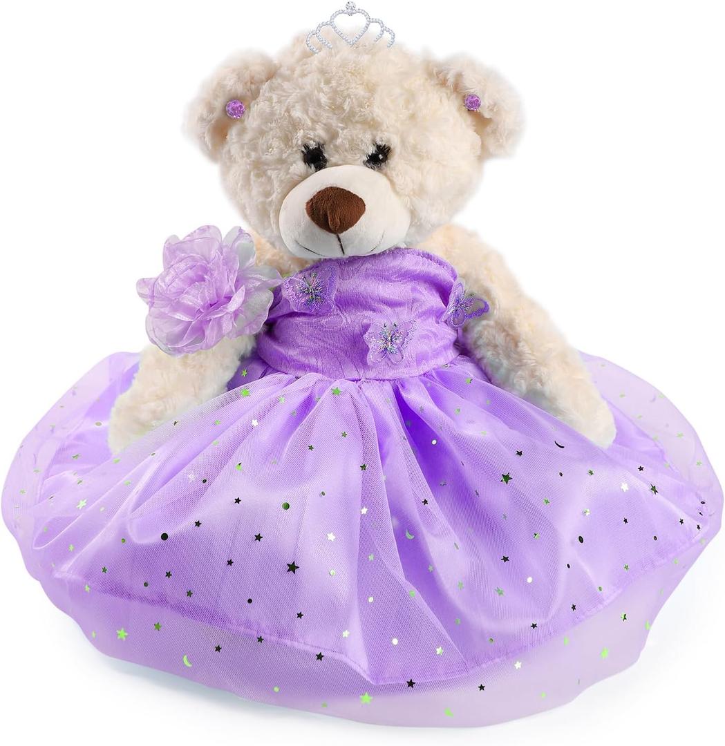 Quinceañera Teddy Bear with Dress – Quinceañera Decoration & Gift for Girls – Centerpiece Doll for Quinceañera – Lavender