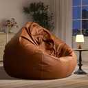 Bean Bag Chair Bean Bag Cover Without Filler Luxury Single Lazy Sofa Cover Faux Leather Bean Bag Sac Pouf Chair Envelope Beanbag Corner Seat Sectional Couch(Brown) (100cm)