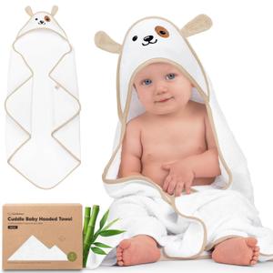 KeaBabies Hooded Baby Towel for Newborn  Viscose Derived from Bamboo Large Baby Bath Towels with Hood for Boys, Girls, Toddler, Extra Absorbent & Soft Newborn Bath Essentials (Dog, Regular)