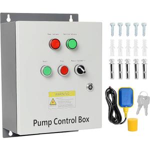 5 HP Well Pump Control Box, 220V 17A ThreePhase, with AC Contactor, Safe & Reliable for Submersible Well Pump, Manual/Automatic Dual Operating Modes, Start/Stop Device with Float Switch