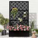 Metal Raised Garden Bed with Trellis, Privacy Screen Planter Box for Climbing Plants, 40 x 12 x 71 Inches, Outdoor Standing Flower Bed with Drainage (Woven)