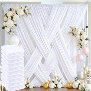 50ft x 10ft White Backdrop Curtain Panels for Parties, Thick Polyester 10 Panels Wedding Photo Backdrop Drapes Back Drop Cloth for Birthday Photography Background Party Backdrop Home Decorations