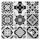 CHGCRAFT 36 Pcs 9 Style Wall Stickers Black and White Relief Peel and Stick Wall Tile Stickers Spanish Geometry Texture Waterproof Self Adhesive Stick on Tile Decals for Kitchen Art Decor, 4×4 Inch