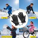 ihuan Kids Winter Waterproof Ski Gloves, Snowboarding Touchscreen Snow Cycling Running Gloves for Boys Girls (L9-10, Dark Black)