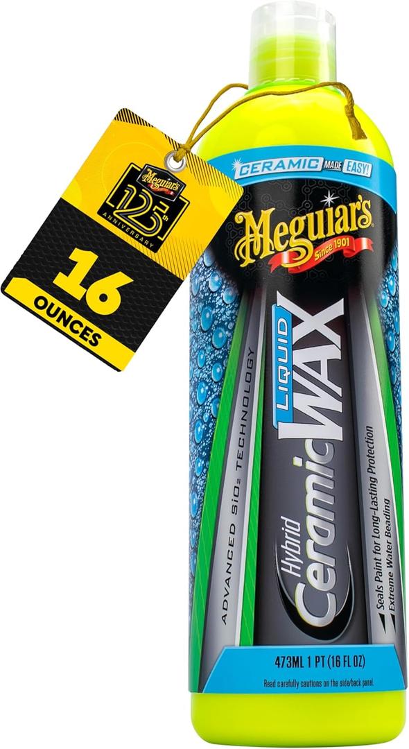 Meguiar's Hybrid Ceramic Liquid Wax, Shield Your Paint with a Residue-Free Liquid Car Wax with Advanced SiO2 Hybrid Technology and Long-Lasting Water-Beading Protection, 16 Oz Bottle
