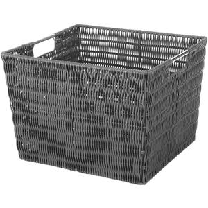 Whitmor Rattique Storage Tote Grey
Handwoven plastic organizer basket with stainless steel handles for closets, shelves, storage cubes, home office organization, Size: Large