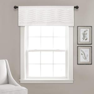 Lush Decor Wave Texture Valance Curtain Single 52" W x 18" L White - Kitchen Valances for Windows - White Bathroom Curtains Window - Pleated Curtains
