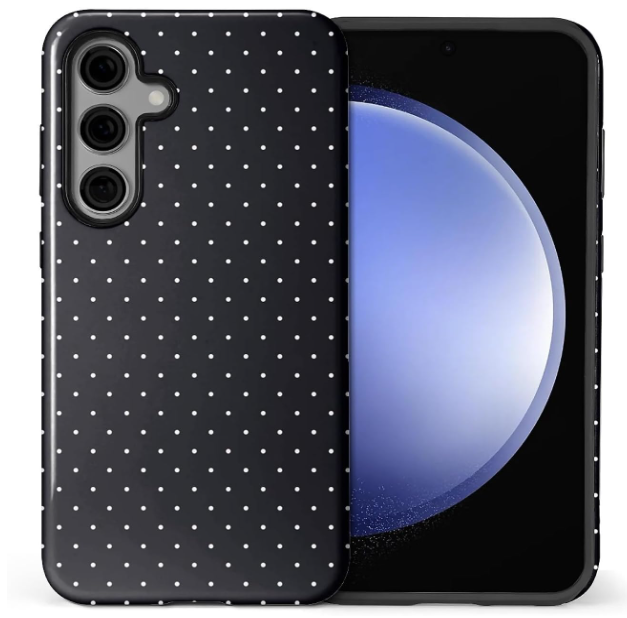 ilikediy for Samsung Galaxy S25 Ultra Case,HL2 Polka Dot Black Hybrid 2 Layer Hard Shell Silicone Protective Pattern Design Case