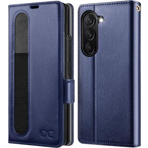 OCASE Compatible with Samsung Galaxy Z Fold7 Wallet Case, PU Leather Flip Folio Phone Cover with Card Slots, RFID Blocking, Kickstand & Wrist Strap for Z Fold 7 2025, Blue
