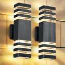 DASTOR 2 Pack Outdoor Wall Lights, Modern Outdoor Light Fixture Wall Mount Outside Lights for House, Waterproof Aluminum Up and Down Exterior Lights for Porch Patio Garage, 3 Layer-2 Pack