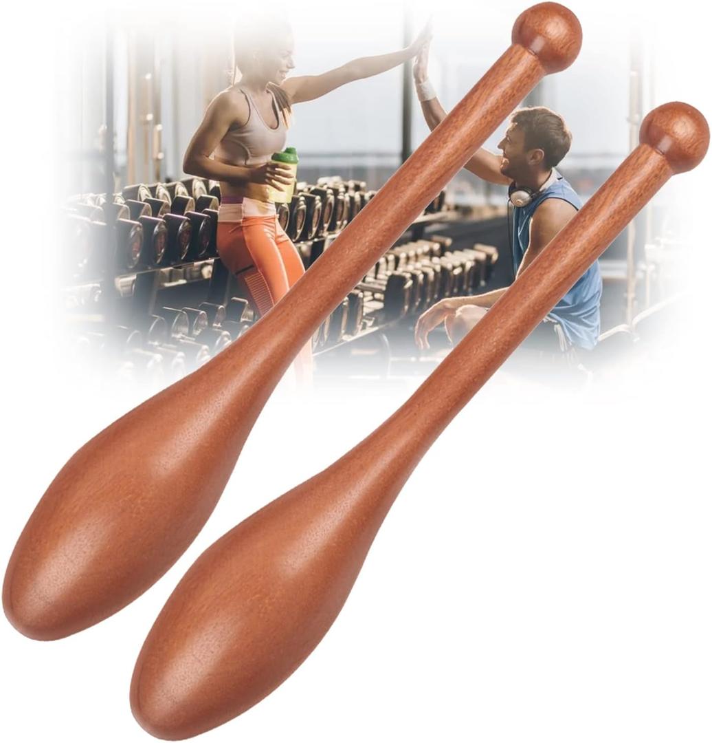 Wood Indian Clubs Pair 2lb for Training Wooden Mace Exercise Club for Strength Training Rehabilitation Improves Grip Full Body Workout for Men Women,S