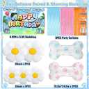 Daidle Blue Dog Birthday Party Decorations for Girls & Boys - Cartoon Theme Balloon Arch Kit with Backdrop, Fringe Curtains & Bone Foil Balloons - Easy Setup Party Supplies for 1st 2nd 3rd Bday