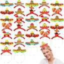 Giegxin 30 Pcs Mini Sombrero Party Hats Bulk Mexican Sombrero Headbands 10 Styles Colorful Cinco De Mayo Fiesta Mexican Hats Party Cinco De Mayo Fiesta Supplies Decorations