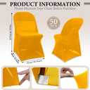 Newwiee 50 Pcs Spandex Chair Covers Bulk - Stretch Folding Flat Front Fitted Universal Chair Protector Pack Removable Washable for Wedding Party Dining Banquet Event (Gold)