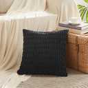 Fancy Homi 4 Packs Boho Black Decorative Throw Pillow Covers 18x18 Inch for Living Room Couch Bed Sofa, Rustic Modern Farmhouse Home Decor, Soft Plush Corduroy Cute Square Cushion Case 45x45 cm