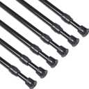 KXLife 6Pcs Spring Tension Curtain Rod, 28 to 40 Inch Adjustable Expendable Tension Rods for Windows, Black Spring Loaded Curtain Rod No Drilling