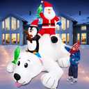 6FT Christmas Inflatable Santa & Penguin Riding Polar Bear Fishing Decoration, Christmas Blow Up Penguin and Bear Inflatable Built-in LED Lights for Christmas Inflatables Outdoor Xmas Decor