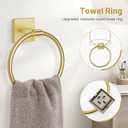 5 Pieces Brushed Gold Bathroom Hardware Set, SUS304 Stainless Steel Bathroom Accessories Set 23.6 inches Towel Bar, Toilet Paper Holder with Shelf, Towel Ring and Two Towel Hooks Wall-Mounted