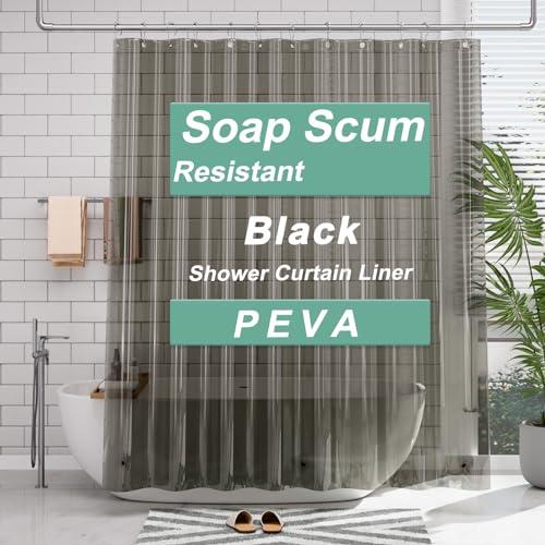 AmazerBath Extra Long Shower Curtain Liner, Clear Black Shower Liner 84 Inches Long, 72x84 Plastic Shower Curtain Liners, Cute Tall Shower Liner, PEVA Bathroom Shower Curtain Liners & 3 Magnets