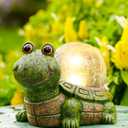 Nacome Solar Turtle Garden Statue Lights: Outdoor Figurine with Glass Ball Lighting Decorations Lawn Ornaments Porch Patio Balcony Yard - Birthday Gifts for Mom Grandma Women(Green)
