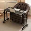 LINGMI Recliner Table, Overbed Table with Wheels Adjustable Height and Length Over Bed Desk, Hospital Heavy Duty Metal Leg Laptop Stand Tray