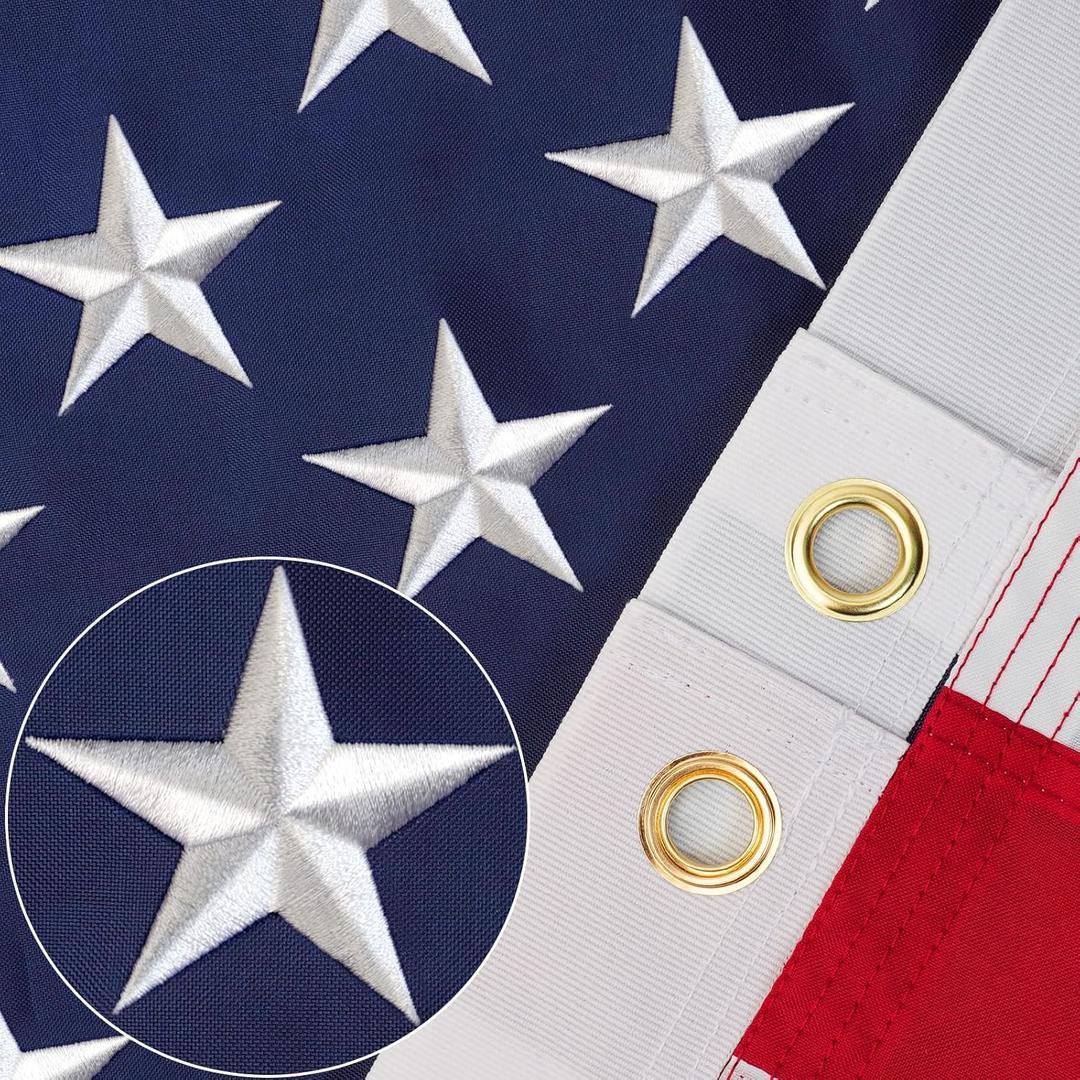 American Flag for Outside 3x5, Anti-Tear in Strong Winds US Flag, Durable Heavy Duty Polyester American Flags, Waterproof and Fade Resistant USA Flag for Outdoor