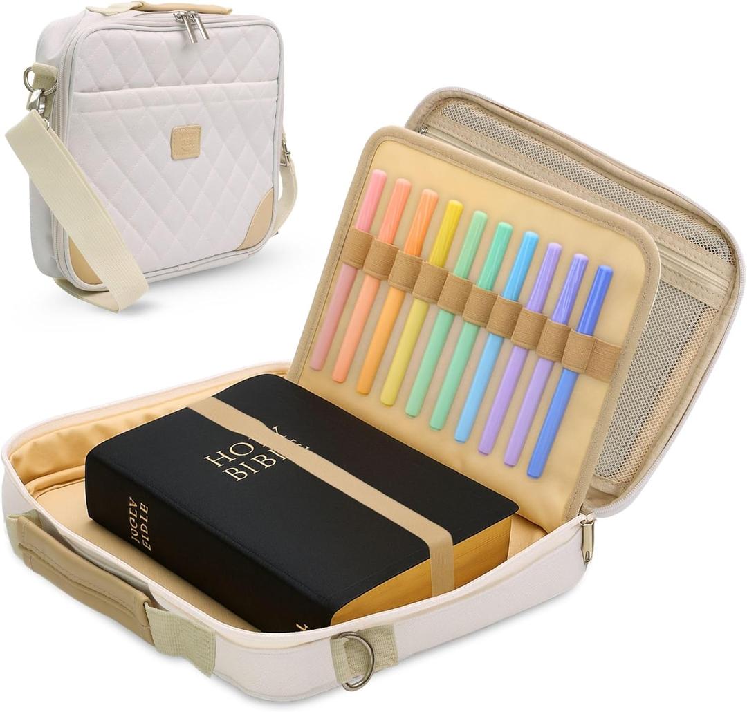 Large Bible Cover for Women - 8 x 12 x 2 inches. Journal Case, Bible Cover, Bible Case with Handles, Bible Carrying Case, Book Protector for Book Lovers,