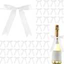 Riceshoot 50 Pcs Twist Tie Bows 5x7 Inch Large Satin Ribbon Bow for Gift Wrapping Champagne Bottle Cake Treat Bag Craft DIY Gift Wedding Baby Shower Bridal Shower Christmas Birthday Party(White) (Raw White)