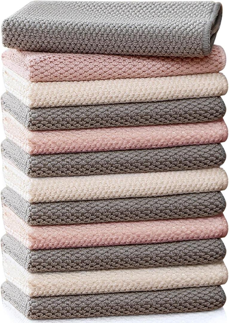 Barista Towels 12 Pack, Extra Thick Microfiber Coffee Cleaning Cloths for Espresso Machines, Steam Wands & Countertops  Essential Coffee Bar Accessories, 12x12