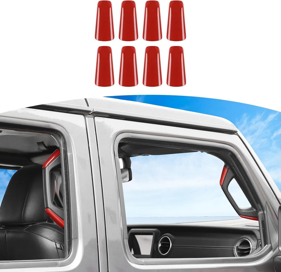 RT-TCZ for Wrangler JL A B Pillar Grab Handles Cover Trim Red for Jeep Wrangler JL JLU Gladiator JT 4 Door 2018-2023 Red Interior Accessories
