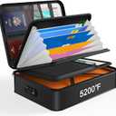 Noiposi 5200 Fireproof Document Box, 16.1x 11.4x4.3 Inch Waterproof and Fireproof Document Organizer,Portable Home Travel Safe Storage Box for Legal Size Documents,File and Birth Certificate,Black (Large)